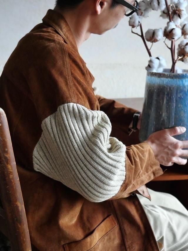 1980~90s Italian Vintage Switched Leather&Knit Jacket