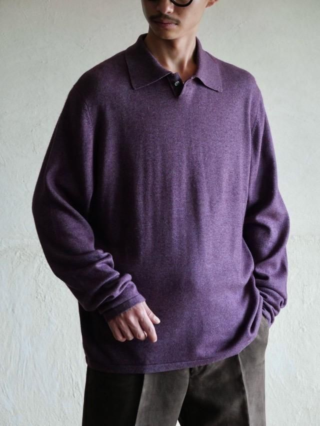 00's BRANDINI Knit Polo Shirt, Purple