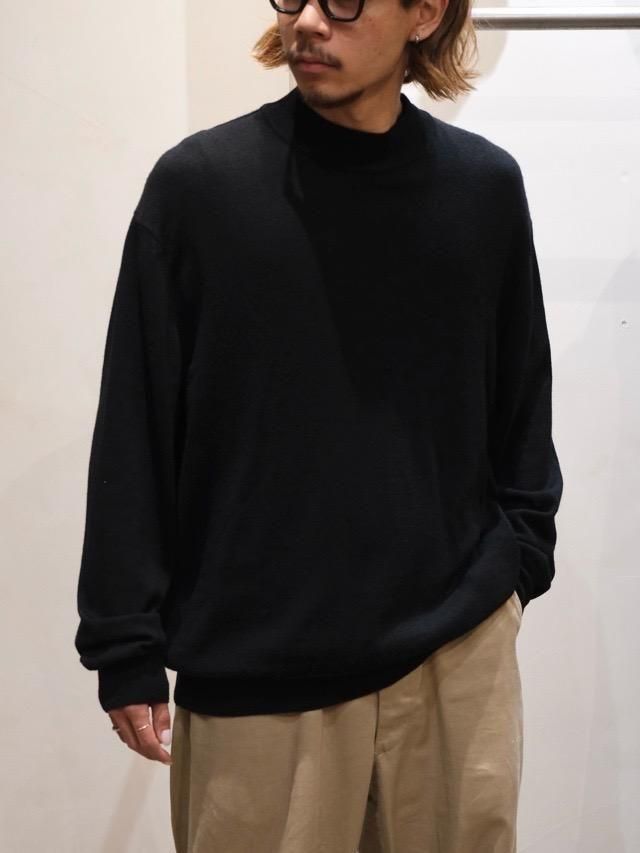 1990~00's Biella Black Black High-gauge Mock neck Sweater, Made in Italy