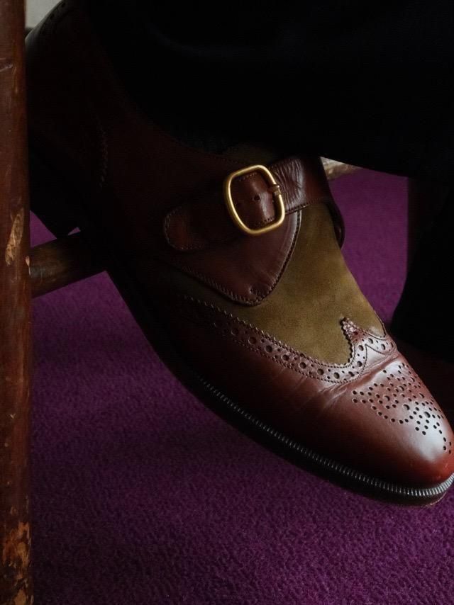 Bruno Magli Single Monk Suede&Leather Shoes