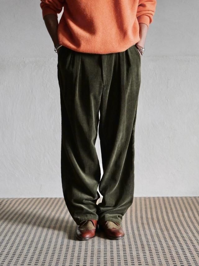 1990's Ralph Lauren Corduroy Pants, Made in USA / Olive