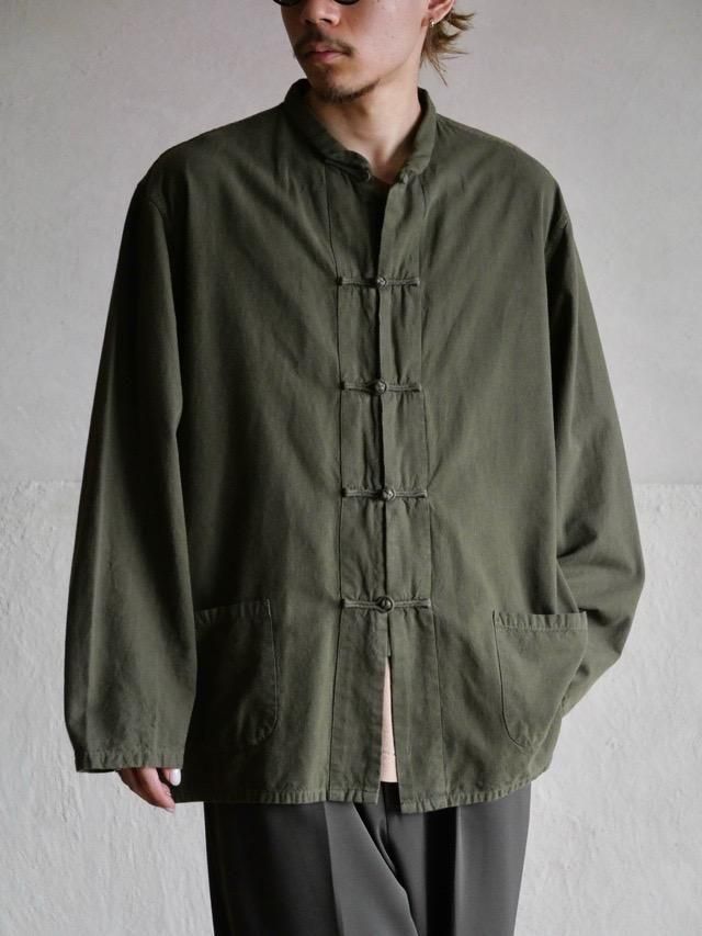 Olive Cotton China Shirt Jacket