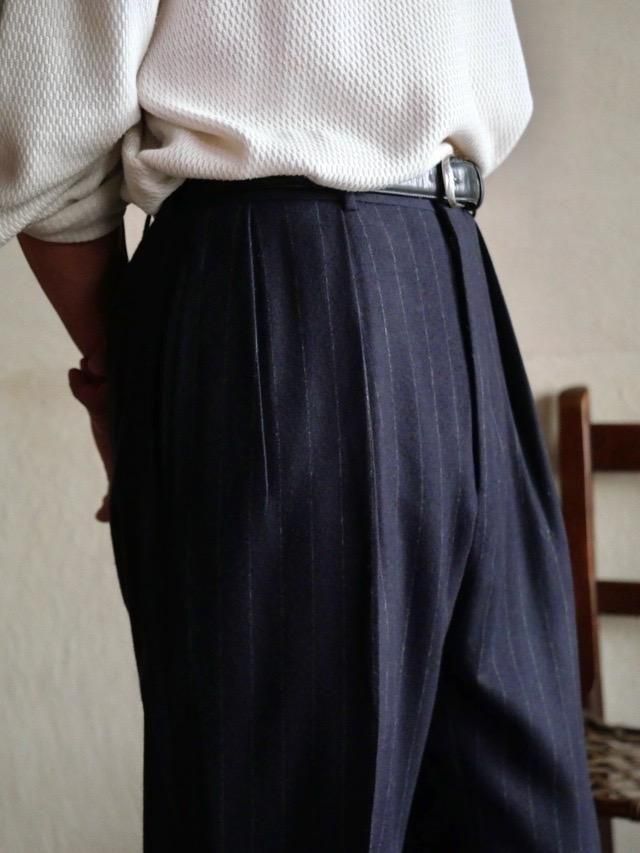 1990s Ralph Lauren Cashmere Blend Wool  Stripe Trousers