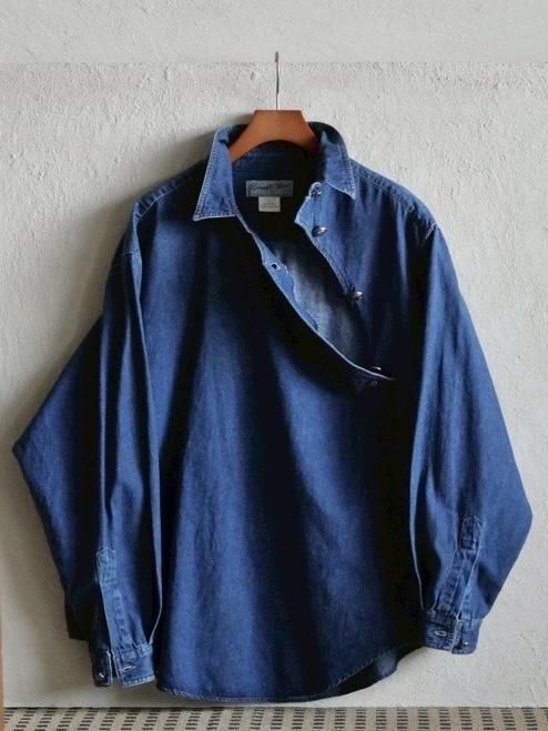 00's Button-up Denim Pullover Shirt