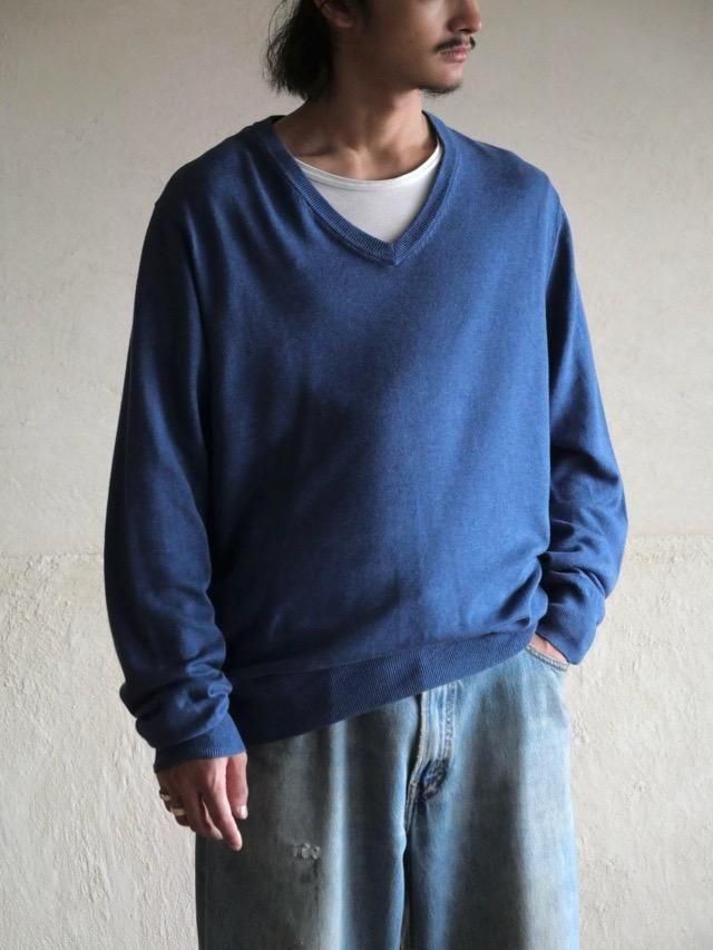 1990&#12316;00s BrooksBrothers V-neck Knit, Blue