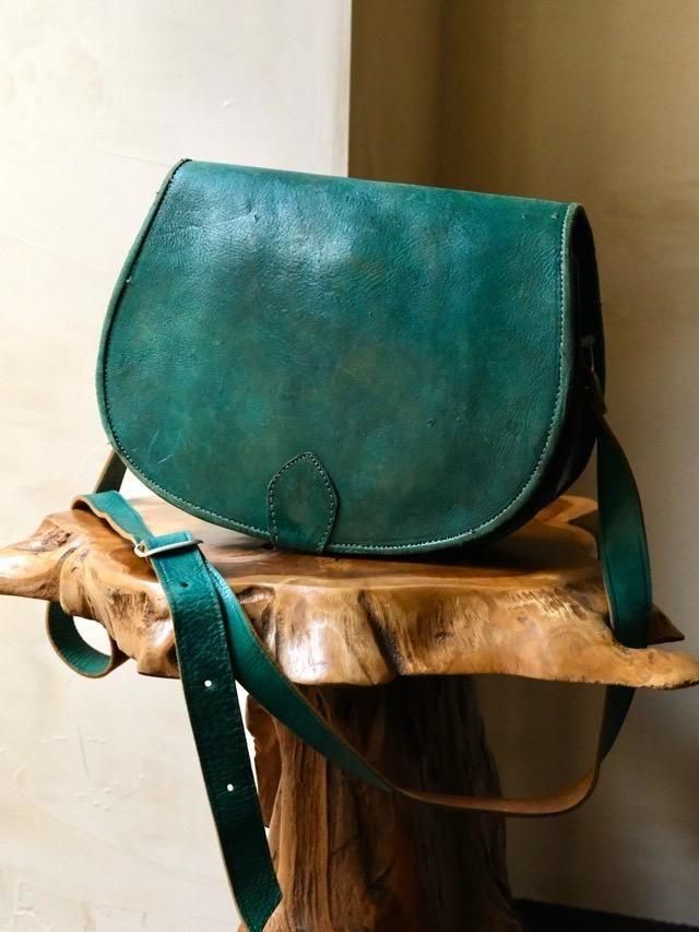 Italian Vintage Hand Crafted Leather Bag, EMERALD