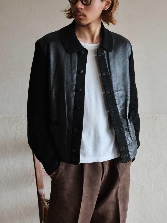 1960s Leather  Knit Jacket, All Black