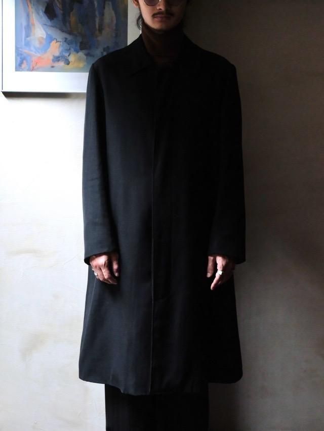1970~80's Italian(Milano) Vintage,
Black Wool Gabardine "PRIEST COAT"
