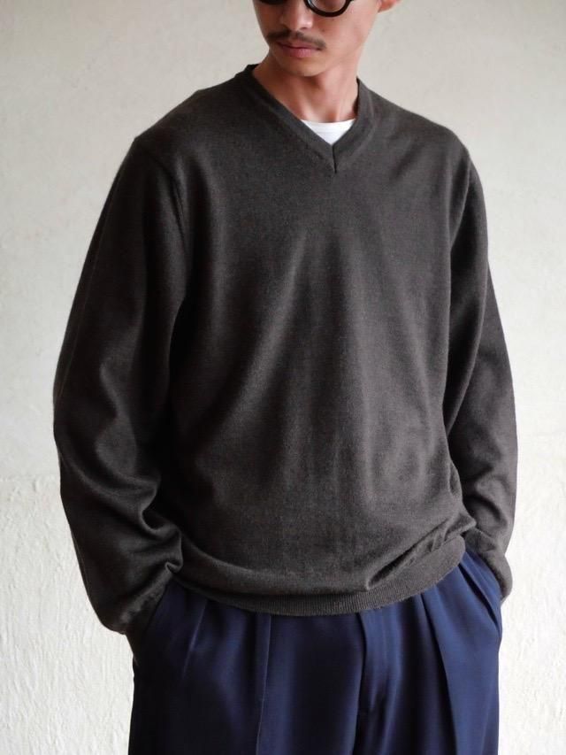 Made in Italy V-neck Knit Sweater / Brown 100% EXTRAFINE MERINO WOOL