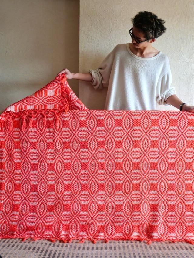 Vintage Wool Rug Pink  White