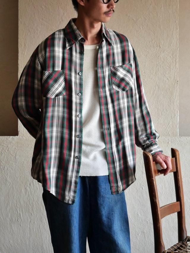 1980's IMPACT Polyacryl65%Viscose35% Check Shirt