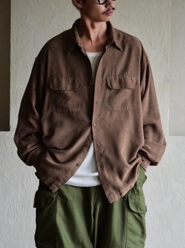 1990~00s VAN HEUSEN Artificial Suede Shirt, Light Brown