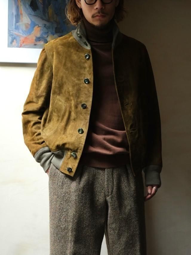 1970~80's Sheep-Suede Blouson"OLIVE" 
"Made in Italy."