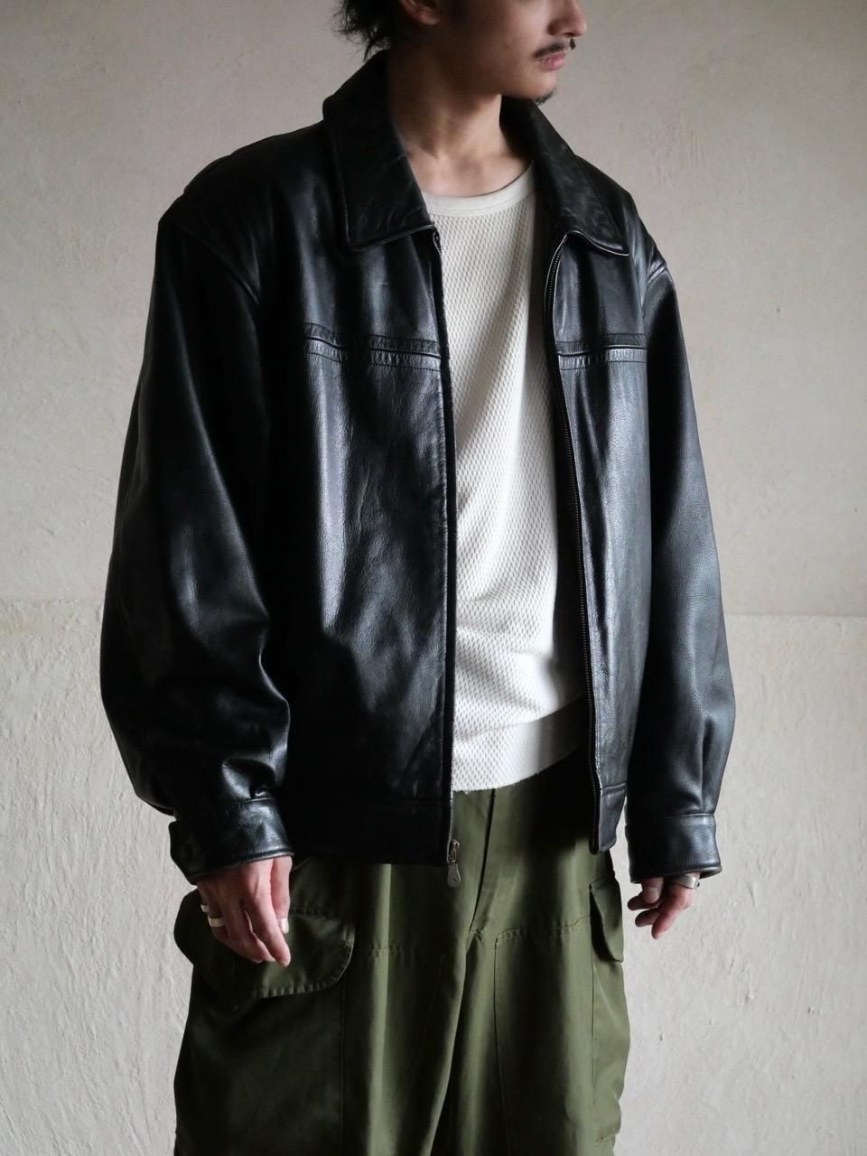1990~00's  ROUNDTREE AND YORKE Black Leather Blouson 