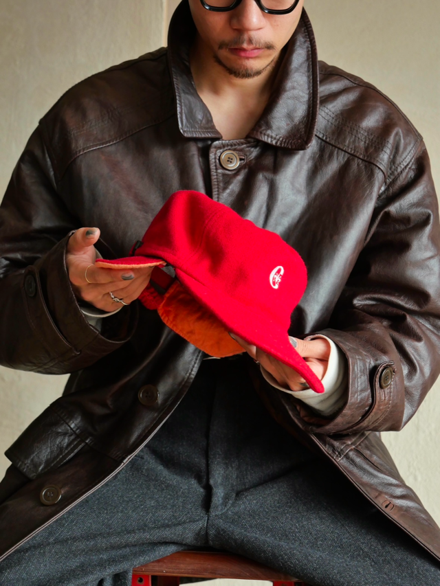 00's Wool Ear Warmer Cap "RED"