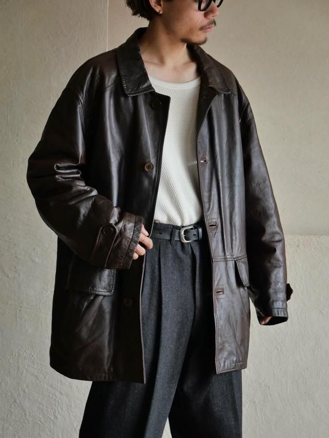 1990s Italian Vintage Leather Half Coat