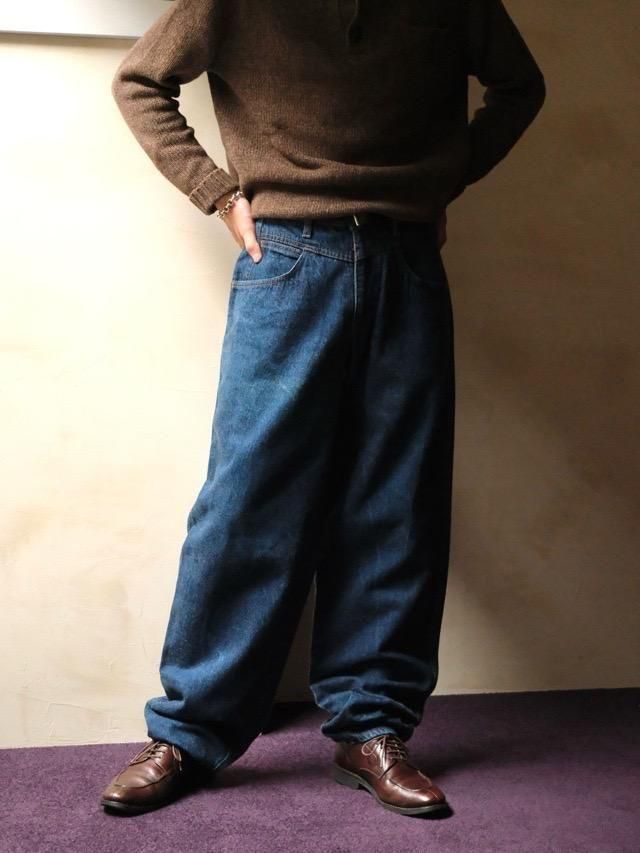 1990~00's STEFANEL Wide Denim Pants, 
Made in Italy.