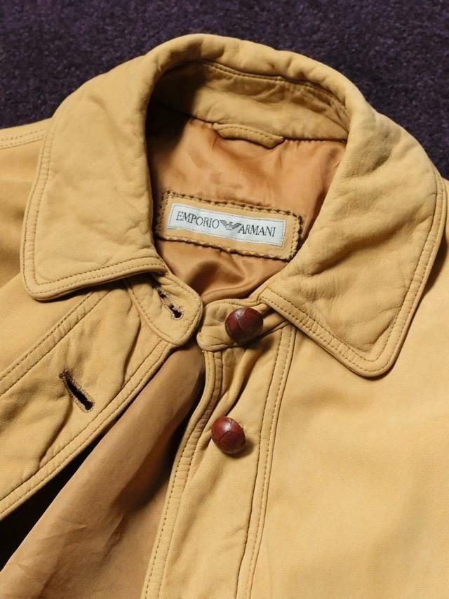 1990's EMPORIO ARMANI 
Lambs Nubuck Leather Half Coat, Yellow