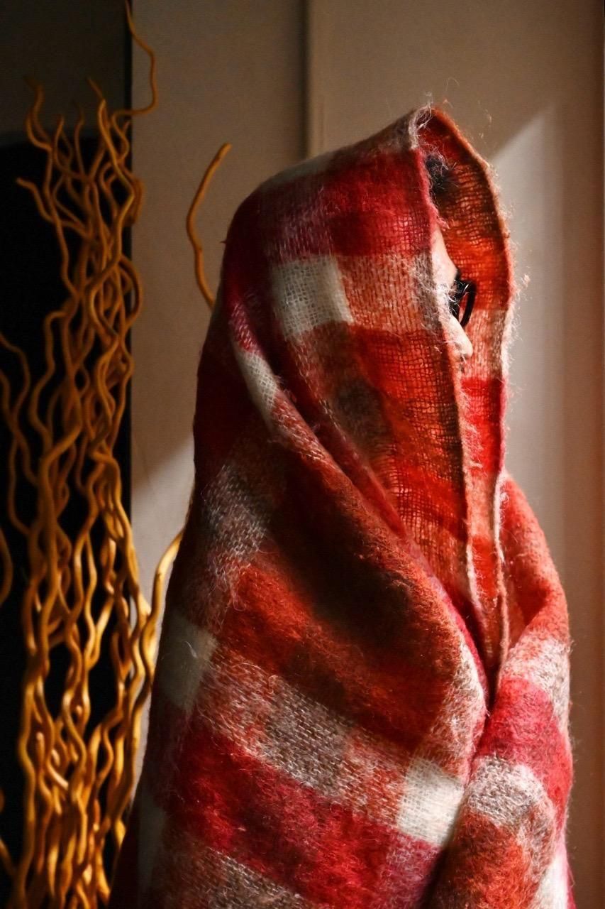 Mohair Blend Big StoleRed Check