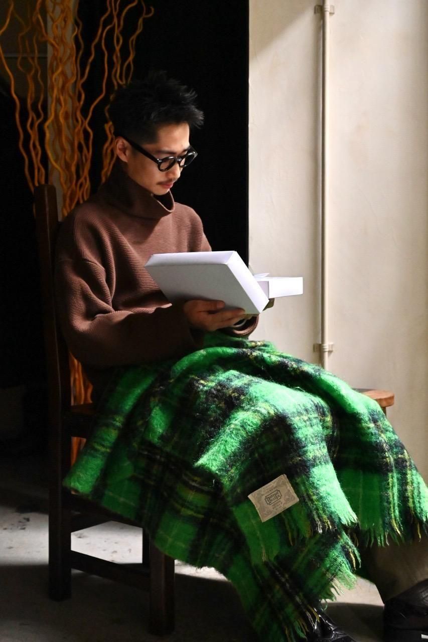 Mohair Blend Big StoleGreen Check