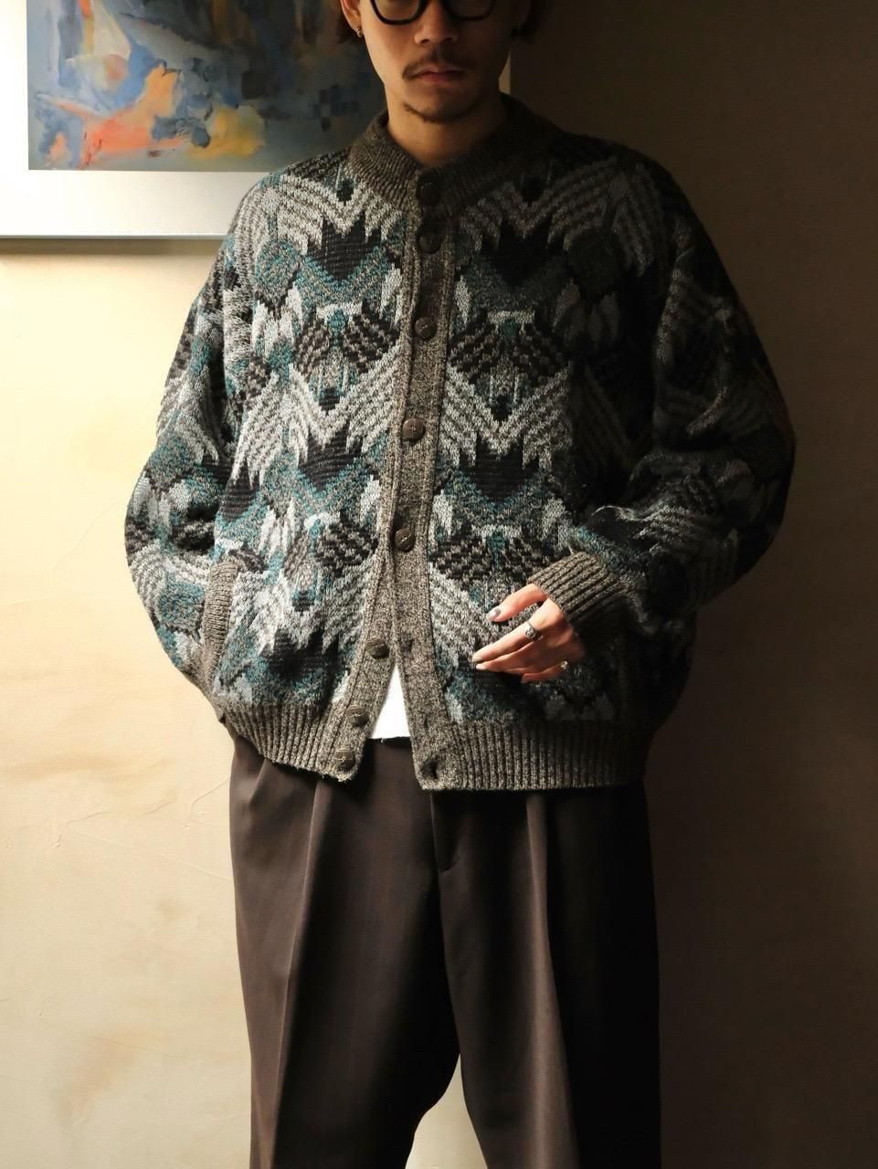 1970~90's Vintage Unknown "KNIT BLOUSON" Style Button Sweater