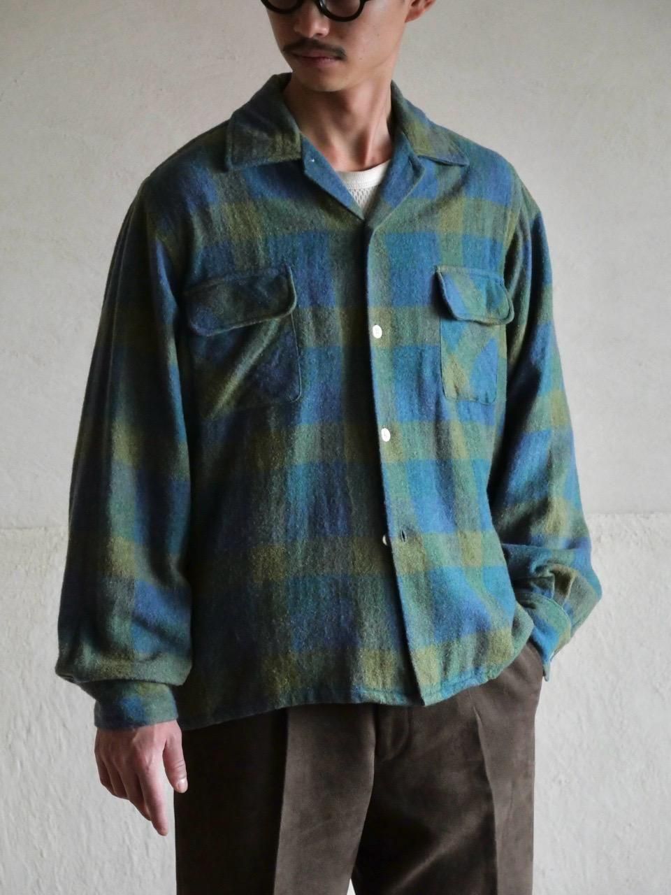 1960&#12316;70s Vintage K-mart Wool Check Shirt  BlueGreen