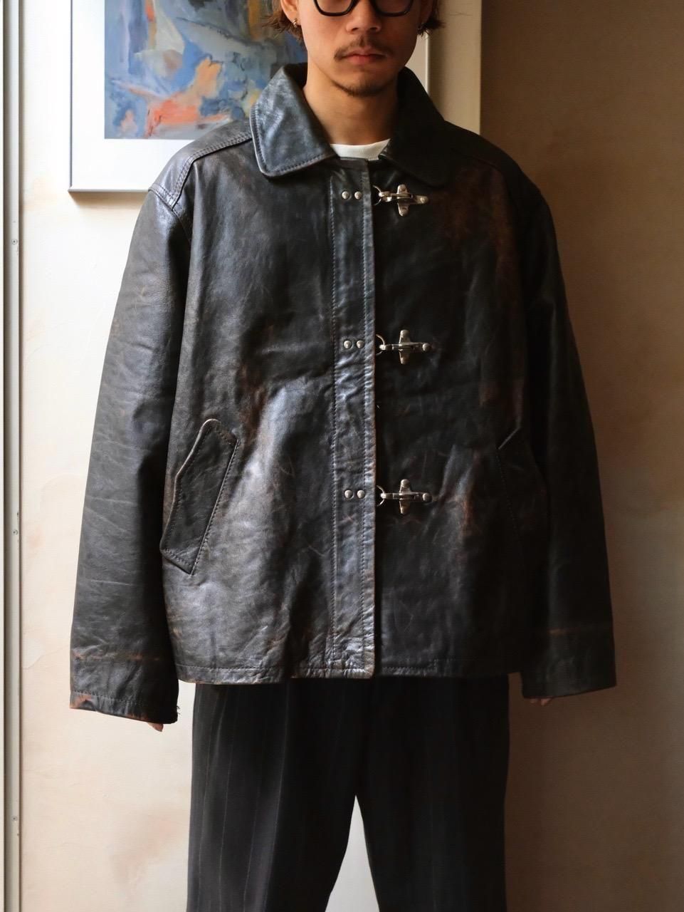 1990's Italian Vintage Fireman Style Leather JKT
