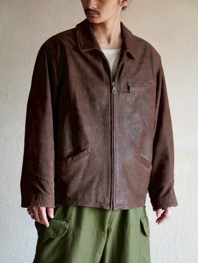 00's Brown Leather Zip-up Blouson