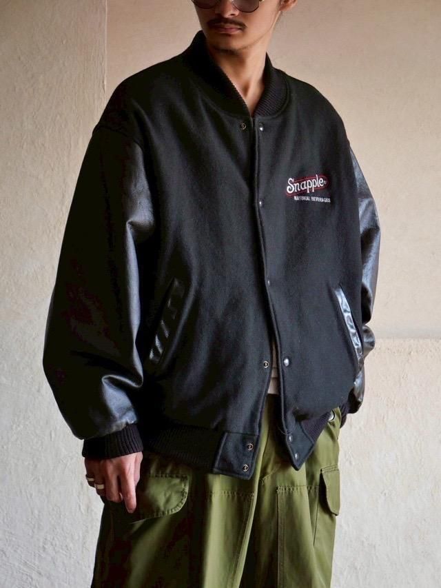 1980's Black Wool-melton & Leather Award Jacket 
"Snapple (DrPepper group)" Made in U.S.A.