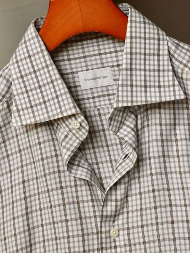 00's~ ErmenegildoZegna Cotton Dress Twill Shirt