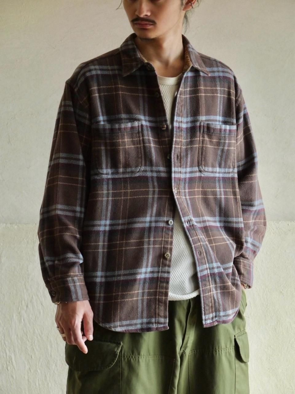 00's St.John'sBay Cotton Flannel Check ShirtBrownSax Check