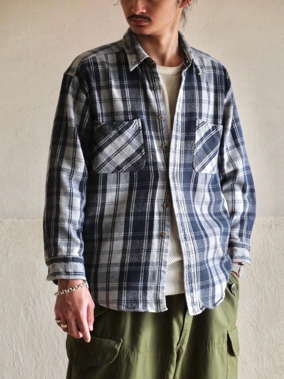 00's St.John'sBay Cotton Flannel Check ShirtWhiteNavy Check