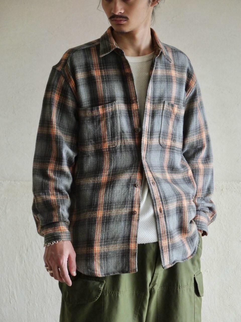 00's St.John'sBay Cotton Flannel Check ShirtGrayOrange Check