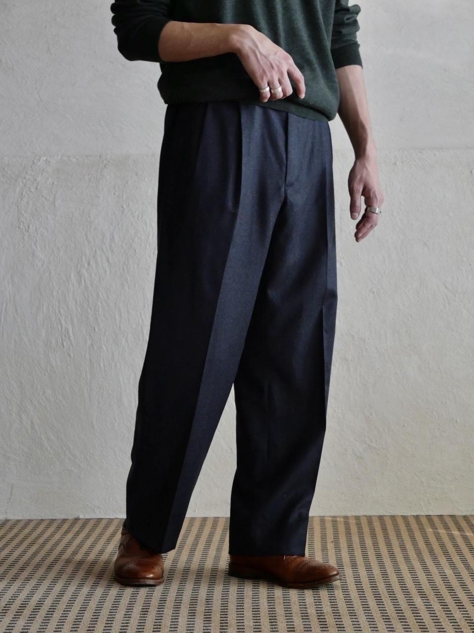 1980s Kuppenheimer 2Tucks Trousers, Melange Navy