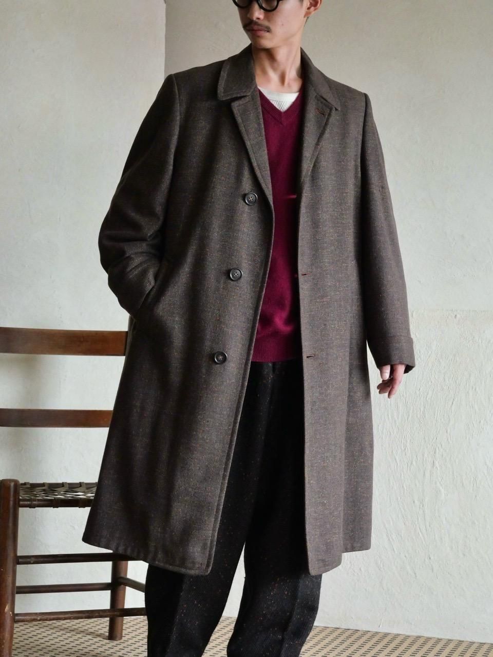 1950~60's Vintage Wool Saxony Brown Coat