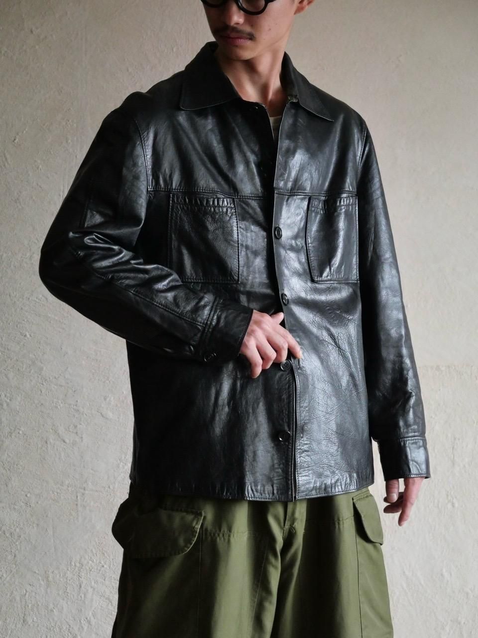 1980s HEKA Black Leather Shirt 