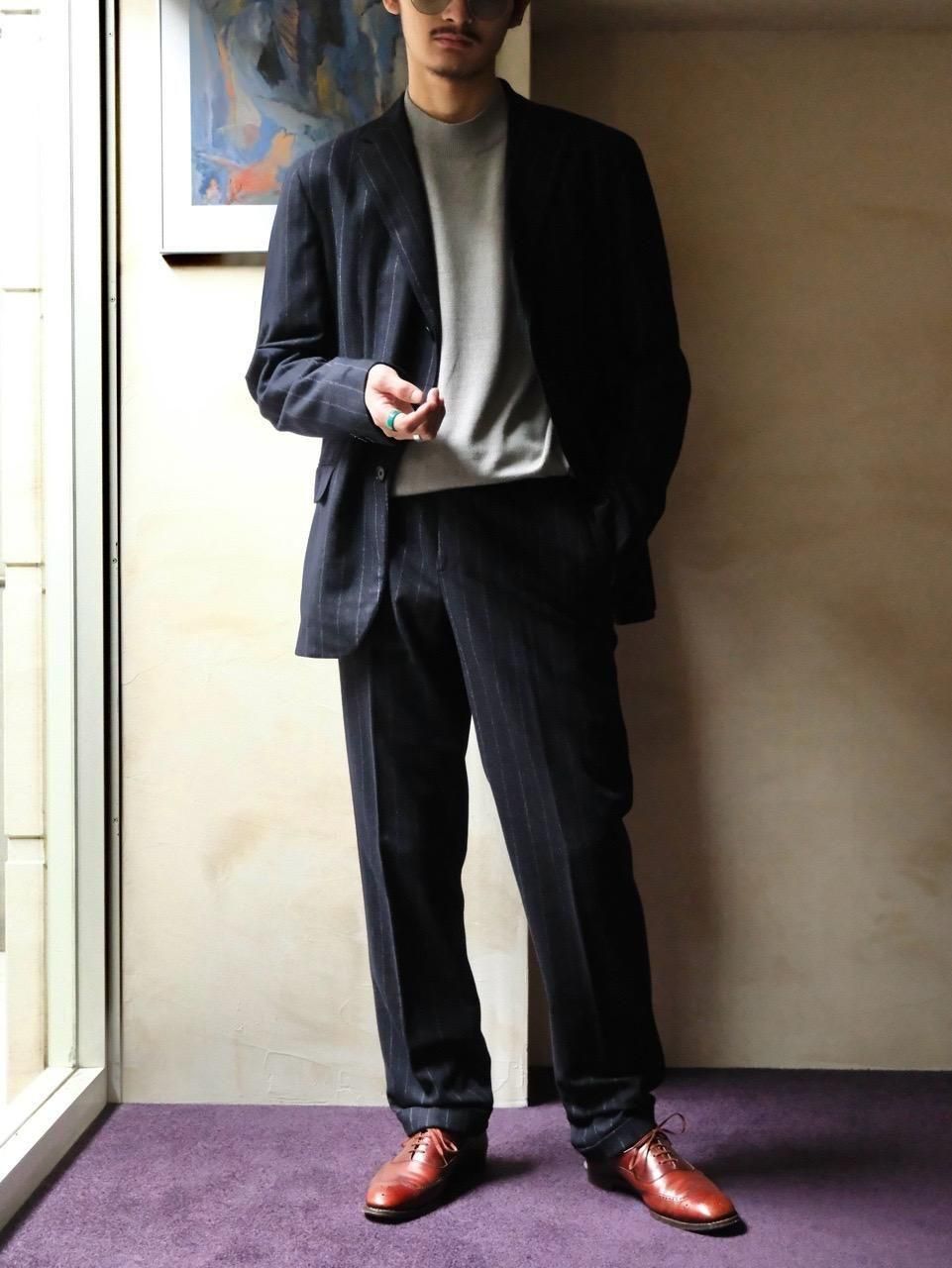 00's "Raffaele Caruso" Wool Flannel Stripe Suit