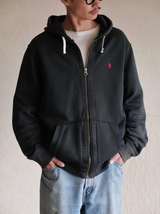 1990s Ralph Lauren Zip-up HoodieFade Black
