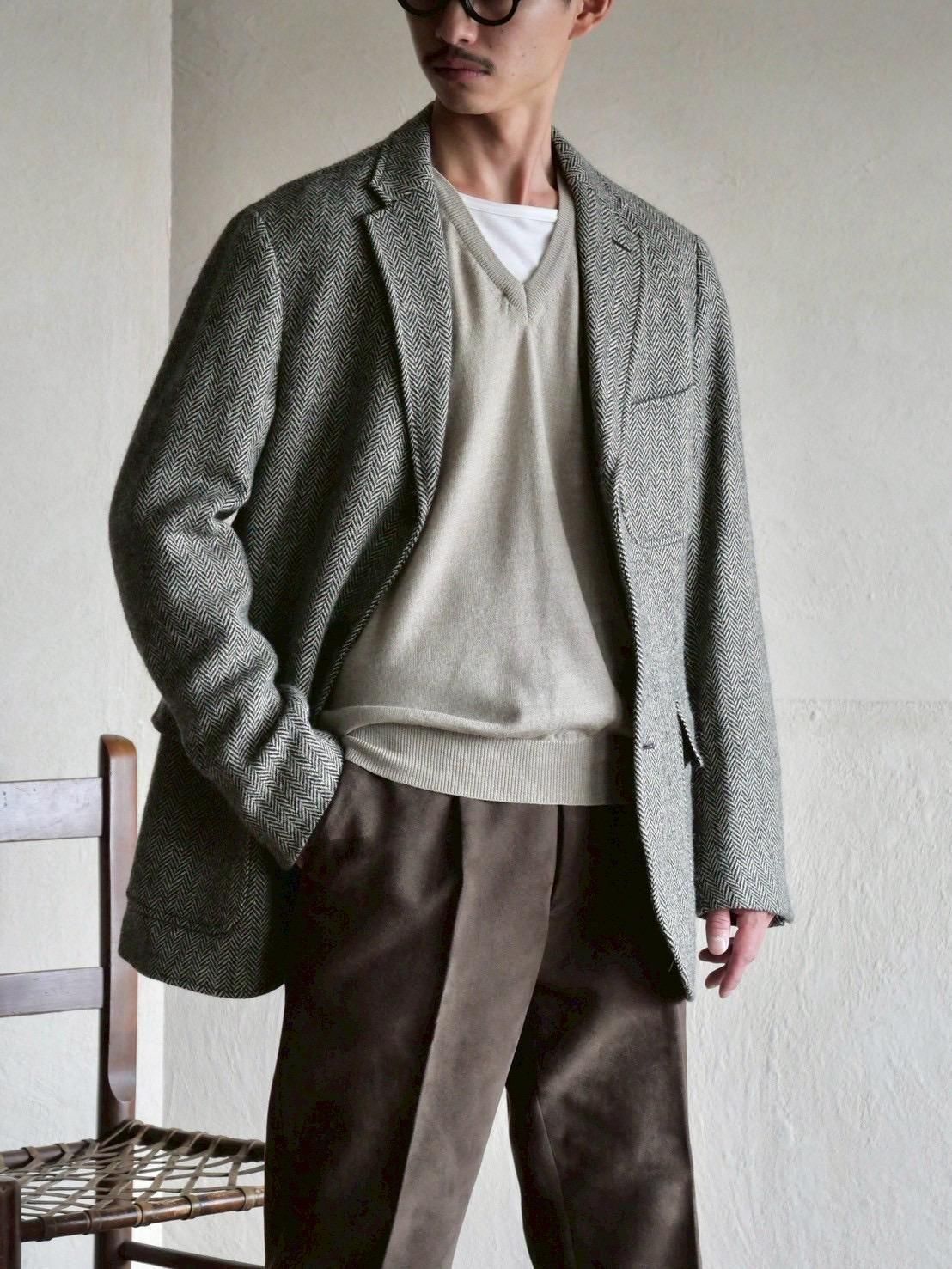 1990's Polo by Ralph Lauren "Lambs Wool  Alpaca"
Herringbone Stripe Soft Tweed Jacket