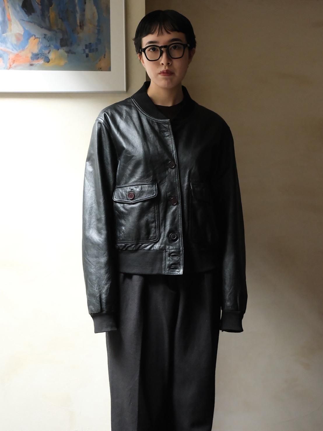 Italian Vintage Lambskin Blouson, BLACK