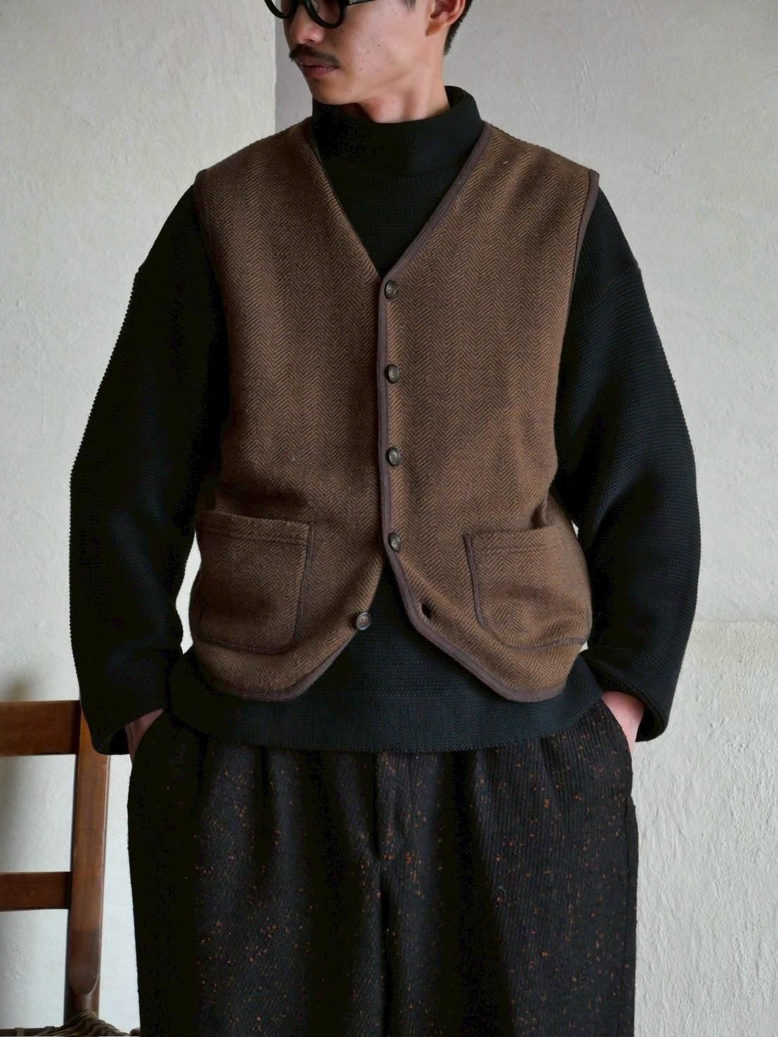 00s GAP Brown Herringbone Wool Gilet