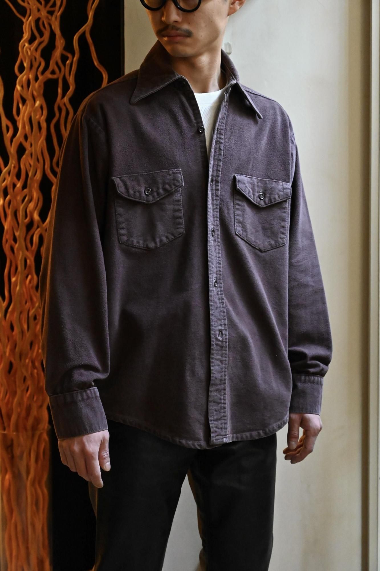 ~1960's Vintage Chamois Cross Shirt "red brown"