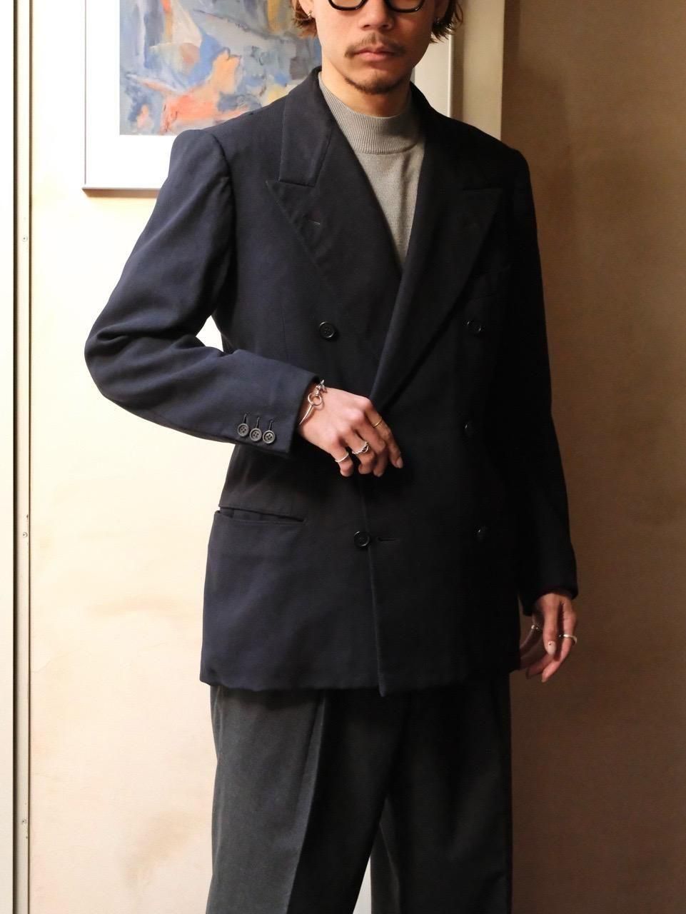 1940~50's Italian Vintage Bespoke(Sartoria), 
Wool Piqu&#233; Cloth Double-Breasted Jacket, 