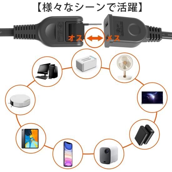 魚骨型電源用延長コード ブラック