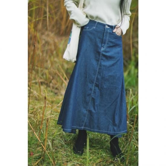 denim maxi twist snail design skirt euro