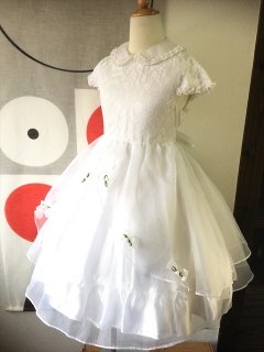 (G-130-69)ホワイトレースのドレス130cm