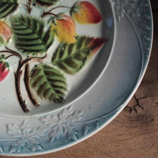 バルボティーヌ 皿 プレート 苺 古道具 アンティーク ブロカント 在庫→4 バルボティーヌ 桃 フランスアンティーク プレート