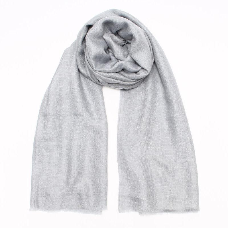 Grand Pashmina|手織り 無地 グレイシルバー|シンプルなデザインのカシミヤ/パシュミナストール|木の葉(konoha)|