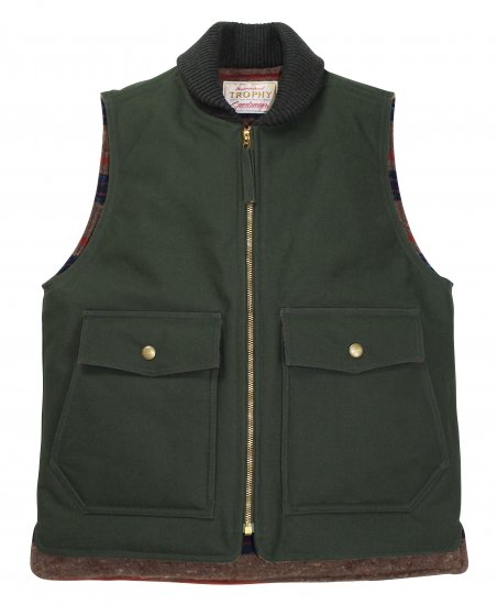 TROPHY CLOTHING [-Oiled Duck Storm Vest- Olive size.36,38,40,42