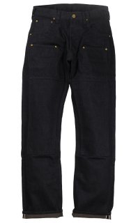 TROPHY CLOTHING [-1908 W KNEE NARROW BLACKIE DENIM- Black w.28,30,32,34,36,38]